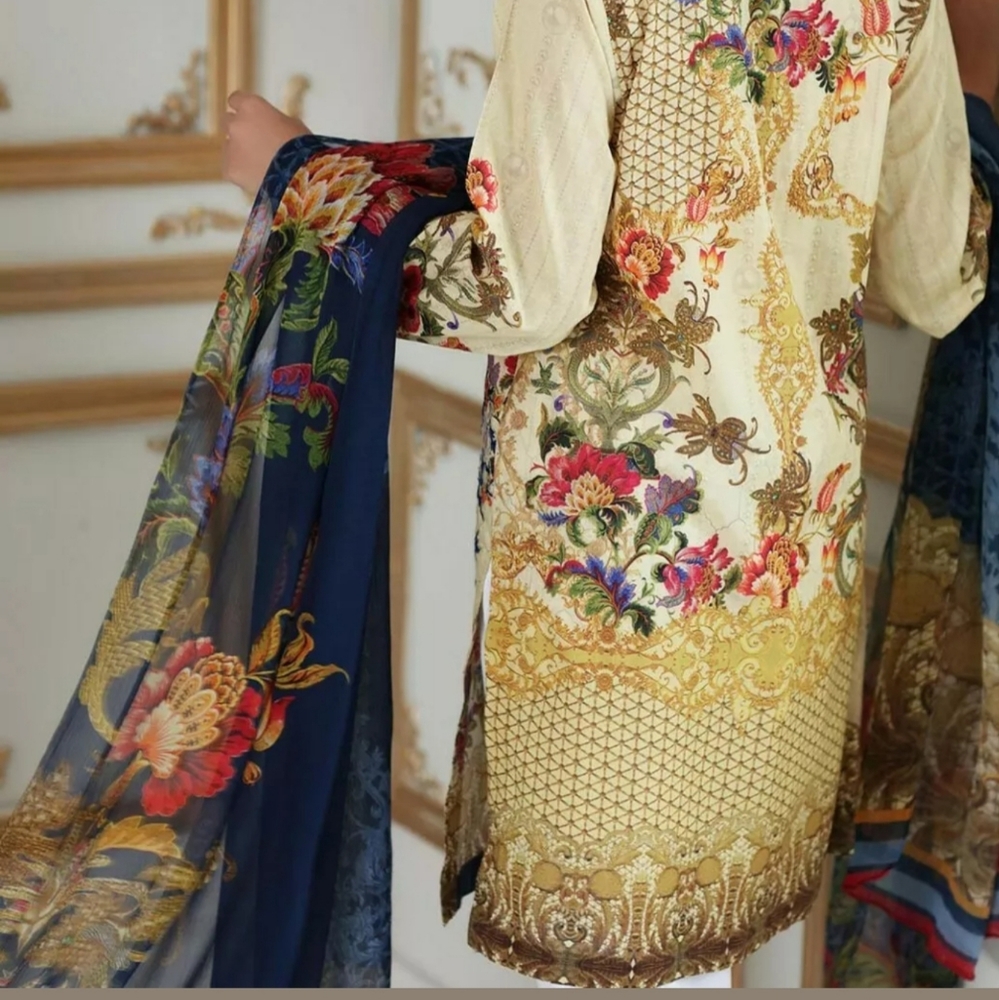 Pakistani Brand So Kamal Embroidered Suit - Picture 2 of 5